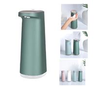 Dispenser automatico di sapone liquido e detersivo per piatti, 450 ml, ricaricabile tramite USB, impermeabile IPX4, verde scuro.