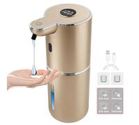 Dispenser automatico di sapone liquido, ricaricabile tramite USB, controllo del volume regolabile a 6 livelli, 380 ml, montaggio a parete per cucina, bagno, adesivi gratuiti (oro champagne)