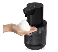 Dispenser automatico di sapone schiumoso touchless, con controllo della schiuma a 4 livelli, per cucina, ufficio, bagno, montaggio a parete, design minimalista, materiale ABS (nero)