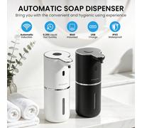 Dispenser automatico di sapone senza contatto da 380ml, pompa elettrica per schiuma liquida, lavamani a sensore ricaricabile, 6 modalità regolabili, impermeabile IPX5, da appoggio o da parete, adatto 