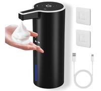 Dispenser automatico di sapone senza contatto, dispenser di sapone da parete da 400 ml con 4 livelli regolabili, dispenser di sapone schiumogeno ricaricabile da 1800 mAh, per bagno e cucina