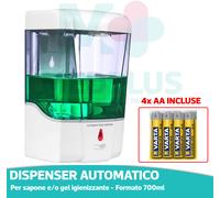 EROGATORE SENSORE INFRAROSSI AUTOMATICO PER PARETE SAPONE GEL DISINFETTANTE 700
