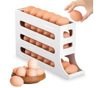 Dispenser automatico per uova a 4 livelli, dispenser per uova, Refrigerator Egg Rack, porta uova, egg Dispenser, Holds 30 Eggs Simultaneously, salvaspazio, per Frigorifero, Cucina, Tavolo