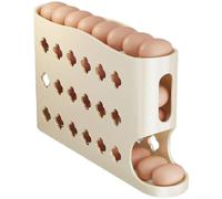 Dispenser automatico per uova a 4 piani (bianco crema) | Rotolamento automatico, design scorrevole a 4 livelli, facile accesso, principio FIFO, salvaspazio