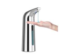 Dispenser Automatico Sapone Senza Contatto，Squisito 400ml Sensore Intelligente 4 Livelli Regolabile dispenser di sapone, Impermeabile IP65，alimentato a batteria，Adatto per Cucina, Bagno (Argento)