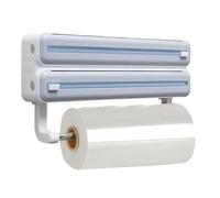 Dispenser avvolgente con taglierino, contenitore per montaggio a parete, con collina in tessuto integrato, organizer per imballaggi alimentari, pellicola di alluminio, carta cerata, utensili da cucina