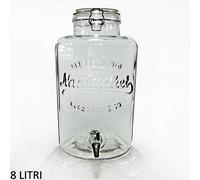 DISPENSER BARATTOLO CONTENITORE IN VETRO CON RUBINETTO PER BEVANDE 8 LT.