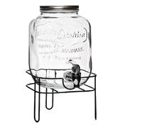 Dispenser Bevande con Rubinetto in Vetro da 4 Litri con Supporto Stand Metallo Nero Distributore Vintage Yorkshire per Limonata Succhi Tè Freddo Feste e Aperitivi buffet erogatore liquidi