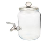 Dispenser Bevande in Vetro 1,5l con Rubinetto Inox e Coperchio | Limonata e Bevande Fredde, Capacità 1500ml, Facile da Pulire, per Feste e Grandi Riunioni