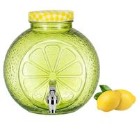 Dispenser Bevande in Vetro Con Rubinetto Contenitore Bevande Distributore Acqua Fredda Aromatizzata Erogatore Bevande Ghiacciate Aperitivo (Limone)