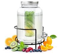 Dispenser Bevande in Vetro con Rubinetto: Distributore di Bevande Ghiacciate da 4 litri per Barbecue Picnic Festa in Piscina ed Eventi Sociali (Glass)