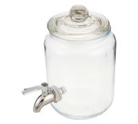 Dispenser Bevande in Vetro da 1,5l con Rubinetto Inox e Coperchio | Capacità 1500ml, Struttura Ermetica, Facile Controllo del Livello, per Acqua e Limonata da Conservare al Freddo