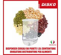 DISPENSER CEREALI DA PARETE 1.5L CONTENITORE EROGATORE DISTRIBUTORE PER ALIMENTI