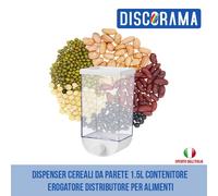 DISPENSER CEREALI DA PARETE 1.5L CONTENITORE EROGATORE DISTRIBUTORE PER ALIMENTI