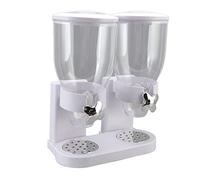 Dispenser Cereali Doppio Contenitore, 7L Capacità Totale, Contenitore Ermetico per Alimenti Secchi, Funzionamento a Giro, Contenitore per Cucina - Conservazione Fresca, (Bianca)