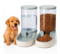 DISPENSER CIBO AUTOMATICO GATTI CANI 2 UNITÀ 3.8L CROCCHETTE GRIGIO