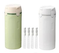Dispenser da viaggio 4 in 1, a prova di perdite, ricaricabile, per voli e viaggi nel fine settimana, contenitore compatto e portatile per shampoo, balsamo e lozioni (bianco + verde/2 pezzi)
