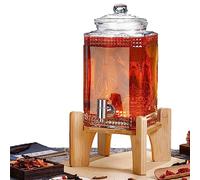Dispenser di acqua in vetro con rubinetto e coperchio, dispenser per bevande fredde, limonata, birra, succhi di frutta, ideale per ufficio e campeggio (C, 5 kg)