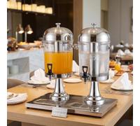 Dispenser di Bevande con Base Resistente, Oro, 16 L, Oro, Doppio Erogatore | In Acciaio Inox, Dispenser di Bevande con Due Scomparti, Anti-Gocciolamento, per Buffet
