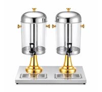 Dispenser di Bevande con Rubinetto, Oro, 16 L, Oro, Doppio Erogatore | Da 16 Litri, Trasparente, Dispenser di Bevande con Vassoio Raccogligocce, per Buffet