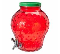 Dispenser di bevande in vetro a forma di fragola, 4 litri.