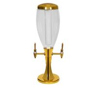 Dispenser di birra oro da 3 l, elegante dispenser di bevande con contenitore per ghiaccio e illuminazione a LED, doppio rubinetto per birra, vino e cocktail, ideale per feste, bar, matrimoni e regalo