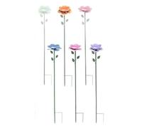 Dispenser di Cibo in Metallo a Forma di Ape o Farfalla, abbeveratoio a Forma di Fiore con Piccole Foglie Verdi, Adatto per Piccoli Insetti all'aperto,Six Piece