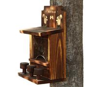 Dispenser di cibo per scoiattoli, per esterni, per esterni, divertente bar con 3 piccoli sgabelli, resistente alle intemperie, bello