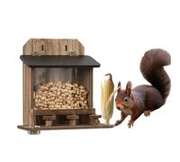 Dispenser di cibo per scoiattoli, per esterni, rustica casetta per uccelli e roditori, in legno, durevole, per esterni, habitat per il fissaggio di finestre, ecologico