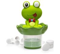 Dispenser di cloro per piscina, supporto per pastiglie di cloro a forma di rana, grande capacità, regolabile, parti di ricambio per piscina, adatto a 4 linguette