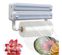 Dispenser di fogli di alluminio - Supporto per fogli di alluminio da cucina a parete | Dispenser per scatole avvolgenti con taglierina, rack per fazzoletti integrato e coperchio a caricamento facile