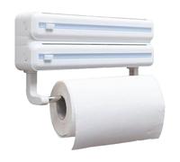 Dispenser di fogli di alluminio - Supporto per fogli di alluminio da cucina a parete | Dispenser per scatole avvolgenti con taglierina, rack per fazzoletti integrato e coperchio a caricamento facile