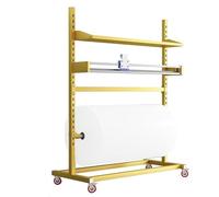 Dispenser di involucro di bolla resistente con taglierina, supporto per rulli mobili per film e schiuma di imballaggio, carrello metallico robusto con ruote bloccabili, rotoli di adattamento, montaggi