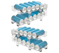 Dispenser di lattine, doppio contenitore per lattine, cestino trasparente a 2 livelli, larghezza regolabile, dispenser impilabile, portabottiglie impilabile per cucina frigorifero