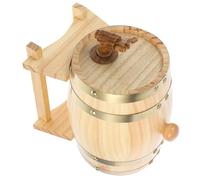 Dispenser di Liquori in Legno 3l con Supporto, Stile Vintage | Beige, Beccuccio Integrato e Base Ampia, Uso Monomano senza Schizzi, per Tequila e Bevande