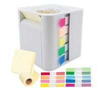 Dispenser di note adesive | Materiale ABS con note ultra adesive e clip | Organizer pop-up con rotolo e adesivi | scuola ufficio casa scrivania 8,5 x 8,5 x 8,5 x 8,5 cm