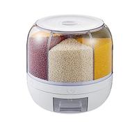 Dispenser di Riso, 6 Griglie Dispenser di Cereali in PP Rotante con Coperchio Rimovibile, Contenitore per Riso Stoccaggio Alimenti Secchi Stoccaggio Sigillato Organizzazione per Cereali(5 kg)