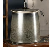 Dispenser di Riso in Ceramica Barattolo di Riso Contenitori for Alimenti con Coperchio Barattoli Decorativi Dispenser di Cereali for Snack Biscotti Soia Farina D'avena(Black,11x16.9in/28x43cm)