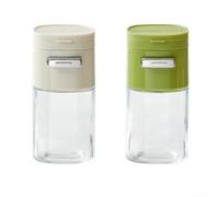 Dispenser di sale in vetro, set da 2 pezzi, 0,5 g, dosaggio a clic (verde + | 0,5 g di dosaggio esatto, meccanismo con un clic, condimento preciso, riduce gli sprechi, ideale per le diete
