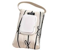 Dispenser di salviette Custodia per salviette ricaricabili con fiocco a righe in cotone con maniglia appesa portatile per viaggi a casa, in auto, ufficio, porta da 5, 1x2, 4x9, 5 pollici