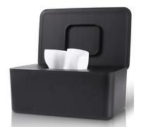 Dispenser di salviettine per neonati, dispenser per salviette per neonati, supporto per salviette fresche, custodia antiscivolo, contenitore per salviette con coperchio ermetico (nero)