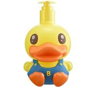 Dispenser di sapone 3D super carino per bagno WC cucina piatto sapone shampoo lozione disinfettante per le mani doccia cartone animato animale anatra bambini studente adulto regalo di compleanno vuoto bottiglia ricaricabile giallo-blu