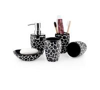 Dispenser di sapone 5 pezzi articoli per la casa Set di accessori da bagno in ceramica, Il set di dispenser di sapone include: dispenser di sapone, portaspazzolino portasapone e 2 dispenser per sapone