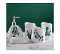 Dispenser di sapone a forma di pianta dispenser di sapone in ceramica set da 5 pezzi per casa bagno hotel articoli da toeletta sapone liquido bottiglia lozione/tazza bocca/secchiello spazzolino da