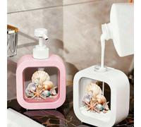 Dispenser di sapone a pressione creativo per bagno - Design artistico oceanico, conchiglia, stella marina, combinazione di perle, stile fresco, adatto per design o decorazione, può essere utilizzato p