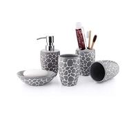 Dispenser di sapone Articoli per la casa a 5 pezzi Set di accessori per il bagno in ceramica, dispenser di sapone Contiene: Dispenser di sapone Portaspazzolino Portaspazzolino Sapone e 2 Lm Dispenser