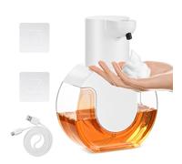 Dispenser di sapone automatico, 420 ml, montaggio a parete, dispenser di sapone in schiuma, USB, ricaricabile, con sensore a infrarossi e 4 livelli regolabili, IPX5, impermeabile per cucina e bagno