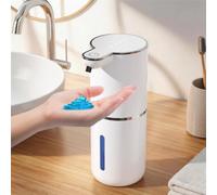 Dispenser di sapone automatico per liquido, senza contatto, con sensore, 380 ml, montaggio a parete, ricaricabile tramite USB, IPX5, 4 livelli regolabili, per bagno e cucina, bianco