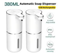Dispenser di sapone automatico Smart Sense ricaricabile USB da tavolo o da parete senza tocco con display leggero da 380 ml per cucina e bagno