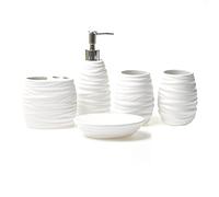 Dispenser di sapone, bicchiere for lavaggio bocca, for spazzolino da denti, portasapone, set bagno cinque pezzi, dispenser liquido